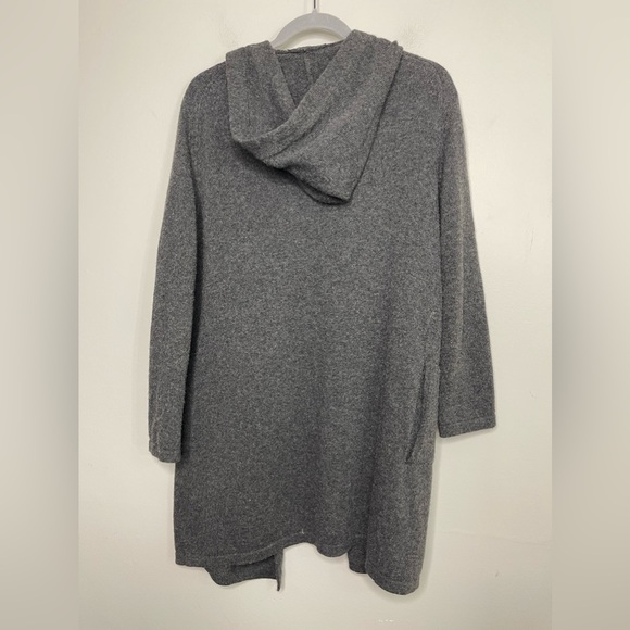Max Mara Made in Italy Dark Gray Hooded Long Wool Cashmere Cardigan S Designer - Picture 5 of 7